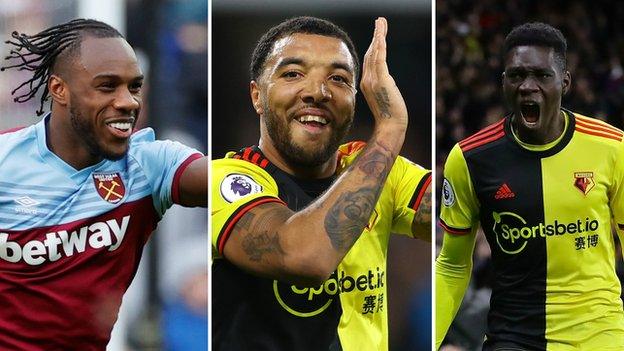 Michail Antonio (West Ham), Troy Deeney (Watford), Ismaila Sarr (Watford)