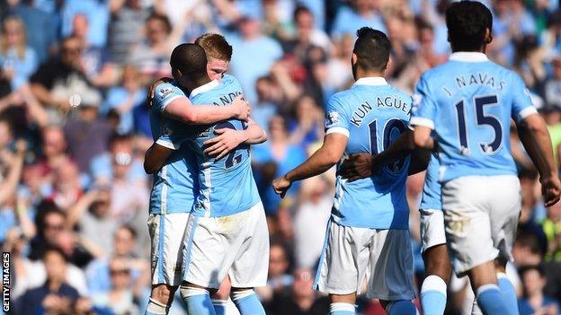 Man City players celebrating