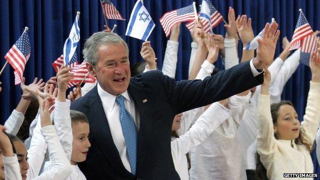 President George W Bush on a visit to Jerusalem in 2008