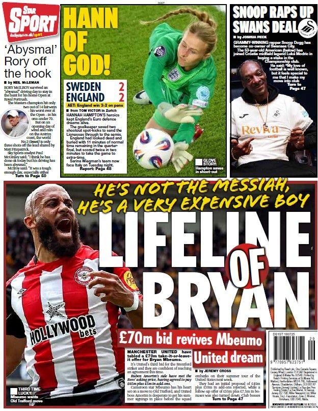 The back page of the Daily Star