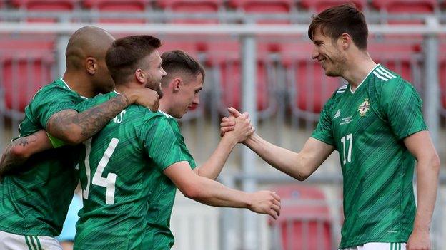 Delight for Gavin Whyte after he made it 2-0 at the Worthersee Stadion