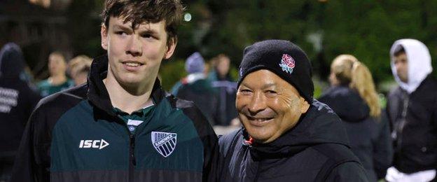 Eddie Jones and a young Randwick player