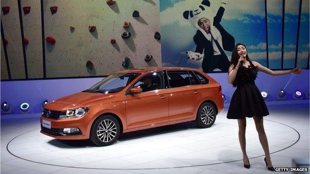 The VW Gran Santana car on display in Shanghai in April.