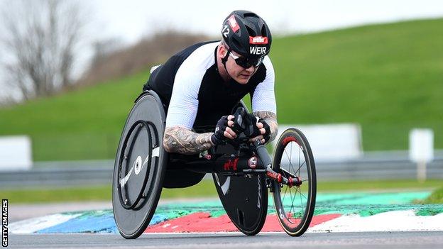 Wheelchair racer David Weir pictured in training