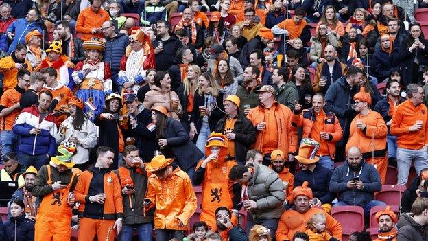 Netherlands fans inside the Cruijff Arena