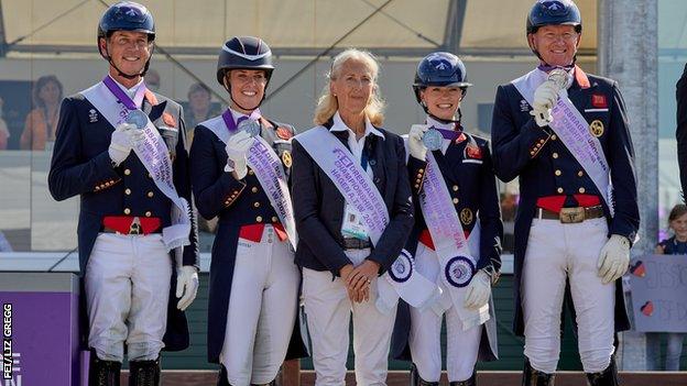 The Great Britain team posing with their silver medal