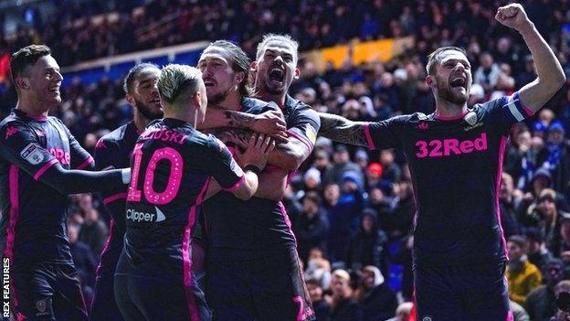 Leeds United celebrate their winner