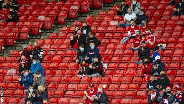 300 Aberdeen supporters attended a Premiership match at Pittodrie in September