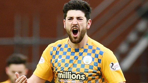 Thomas O'Ware celebrates scoring for Morton