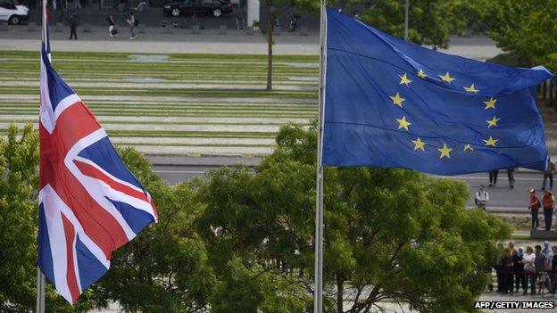 Union jack and EU flag