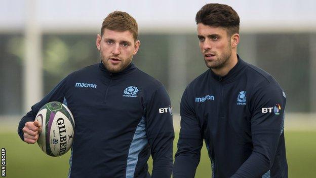 Finn Russell (left) and Adam Hastings have been selected as the main fly-halves, with Duncan Weir missing out