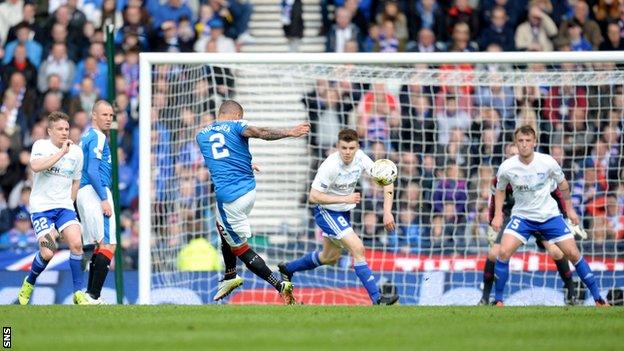 James Tavernier scores for Rangers against Peterhead