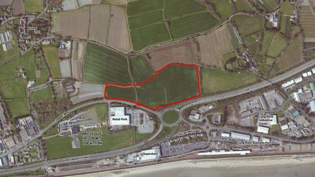 Geographical map showing where the new helipad will be located