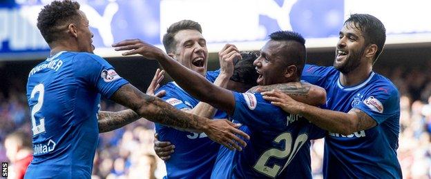 Rangers players celebrate