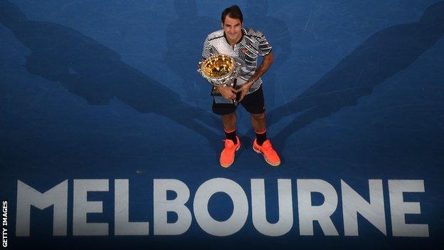 Roger Federer after winning the 2017 Australian Open