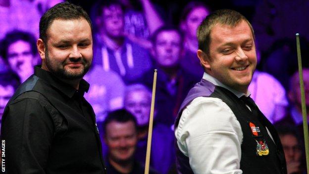 Stephen Maguire had most to smile about after beating his friend Mark Allen in Milton Keynes