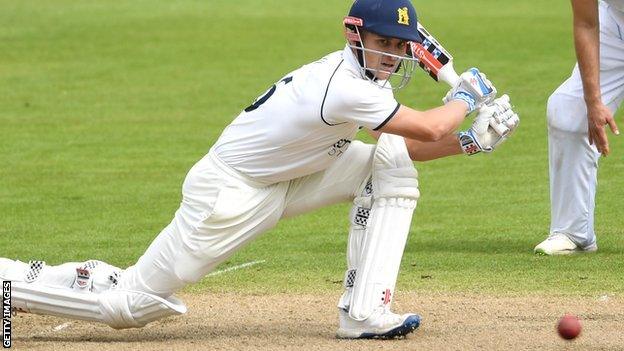 Sam Hain become the first Warwickshire player since Ian Bell in 2004 to score a century in both innings of an away match