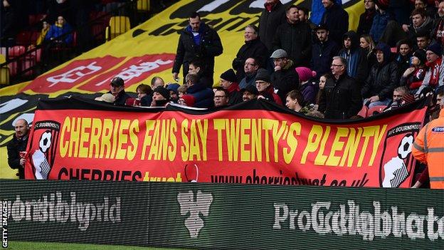 Bournemouth fans back the FSF's Twenty's Plenty campaign