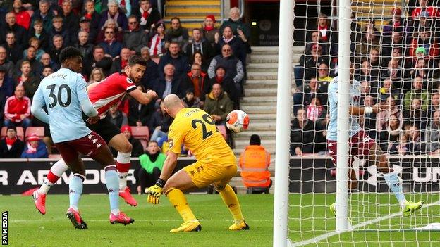 Shane Long scores for Southampton against Aston Villa