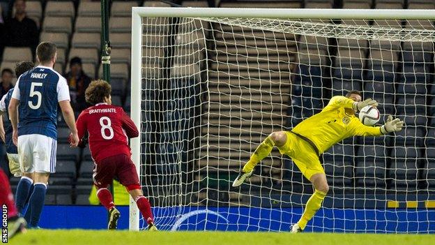 Craig Gordon made several good stops at Hampden