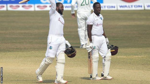 West Indies' Kyle Mayers and Nkrumah Bonner