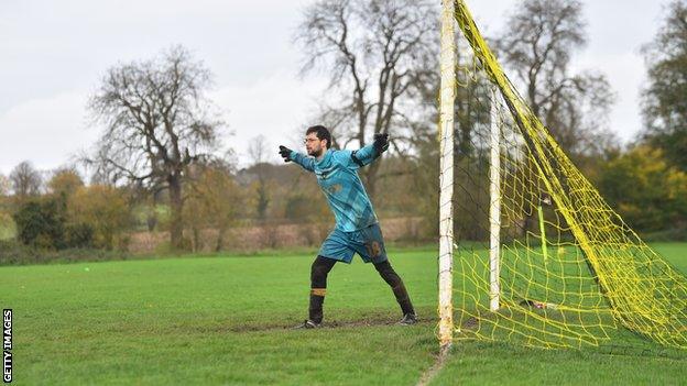 Action from Sunday League football in Lichfield in November 2020