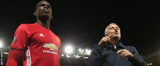 Paul Pogba and Jose Mourinho