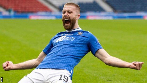 St Johnstone scorer Shaun Rooney celebrates