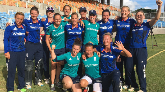 England celebrate their series win