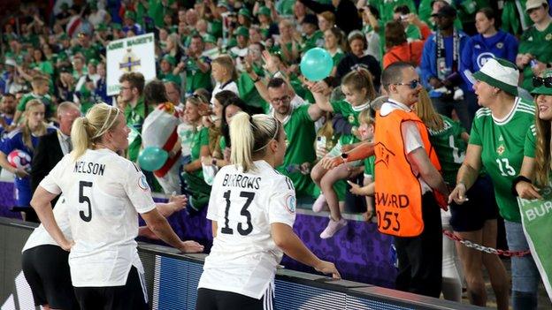 Nelson and Kelsie Burrows spend time with family and supporters following their Euro 2022 opener