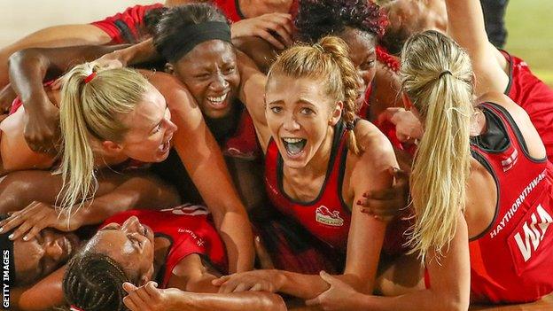 England's players celebrating