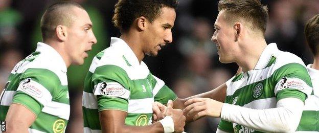 Celtic celebrate Scott Sinclair's goal