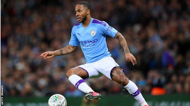 Raheem Sterling playing for Manchester City