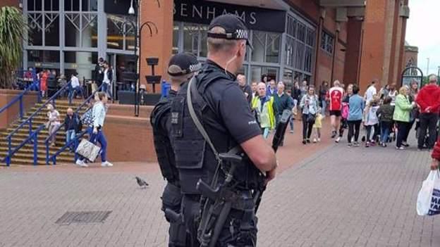 Armed police in Stoke