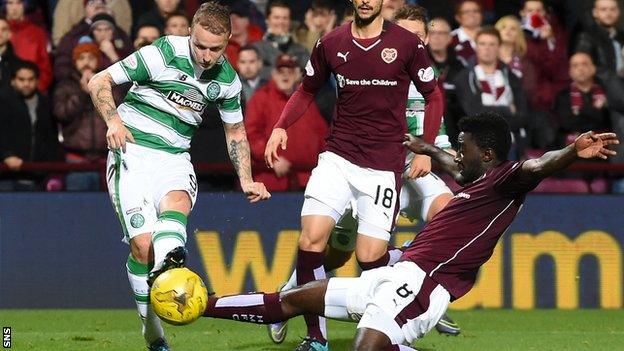 Leigh Griffiths scores for Celtic against Hearts