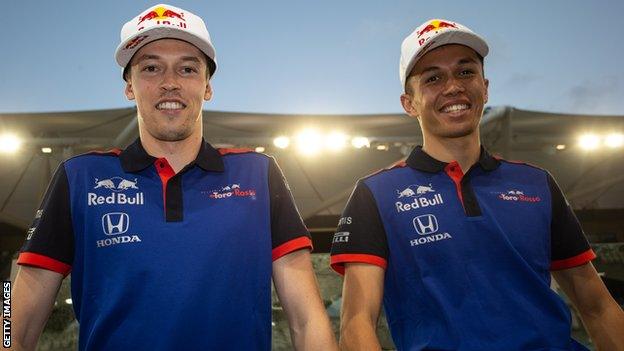 Toro Rosso drivers Alexander Albon and Daniil Kvyat