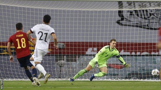 Ferran Torres completes his hat-trick for Spain against Germany