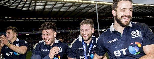 Alex Dunbar, right, was an integral part of the Scotland squad less than a year ago