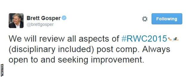 A tweet by World Rugby CEO Brett Gosper