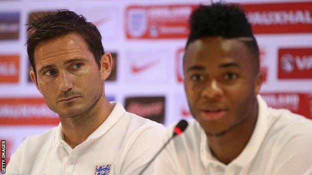 Chelsea manager Lampard (left) played with Sterling for England