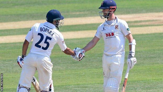 James Foster (right) got within 24 runs of his own county sixth-wicket record in his double century stand with Ravi Bopara