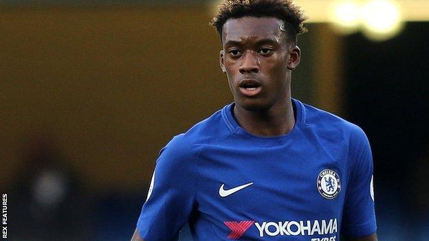 Callum Hudson-Odoi in action for Chelsea's under-23 side