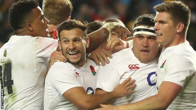 England players celebrate