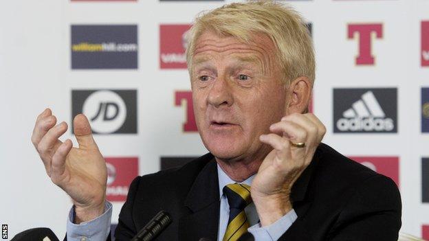 Gordon Strachan speaks to the media after naming his Scotland squad to face Malta