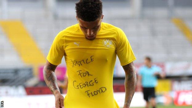 Jadon Sancho reveals 'Justice for George Floyd' T-Shirt