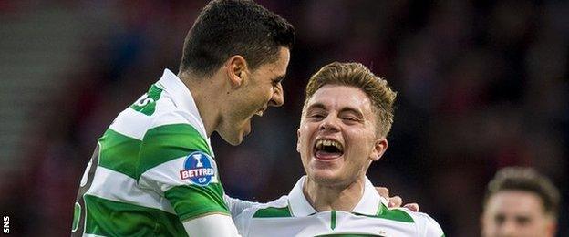 Celtic's Tom Rogic and James Forrest celebrate