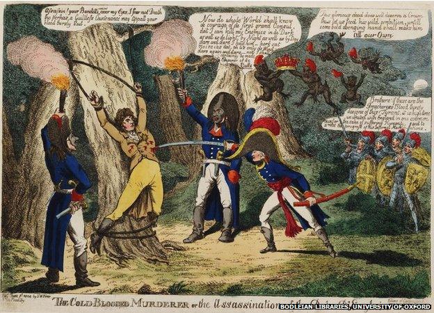 Political cartoon about the Napoleonic wars and Napoleon's career