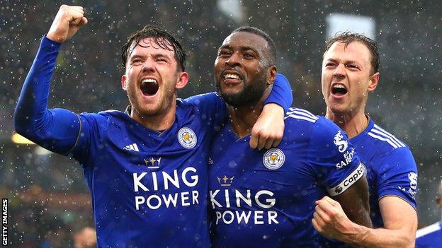 Wes Morgan (centre) has scored three goals in his past four matches for Leicester City