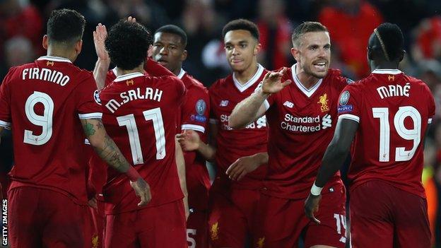 Liverpool players celebrate