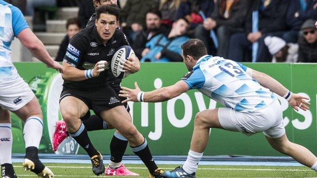 Sam Johnson in action for Glasgow Warriors